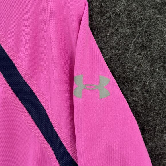 Under Armour Pullover Women's Medium Pink Cowl ColdGear Run Fitted Thumb Holes - Picture 3 of 9